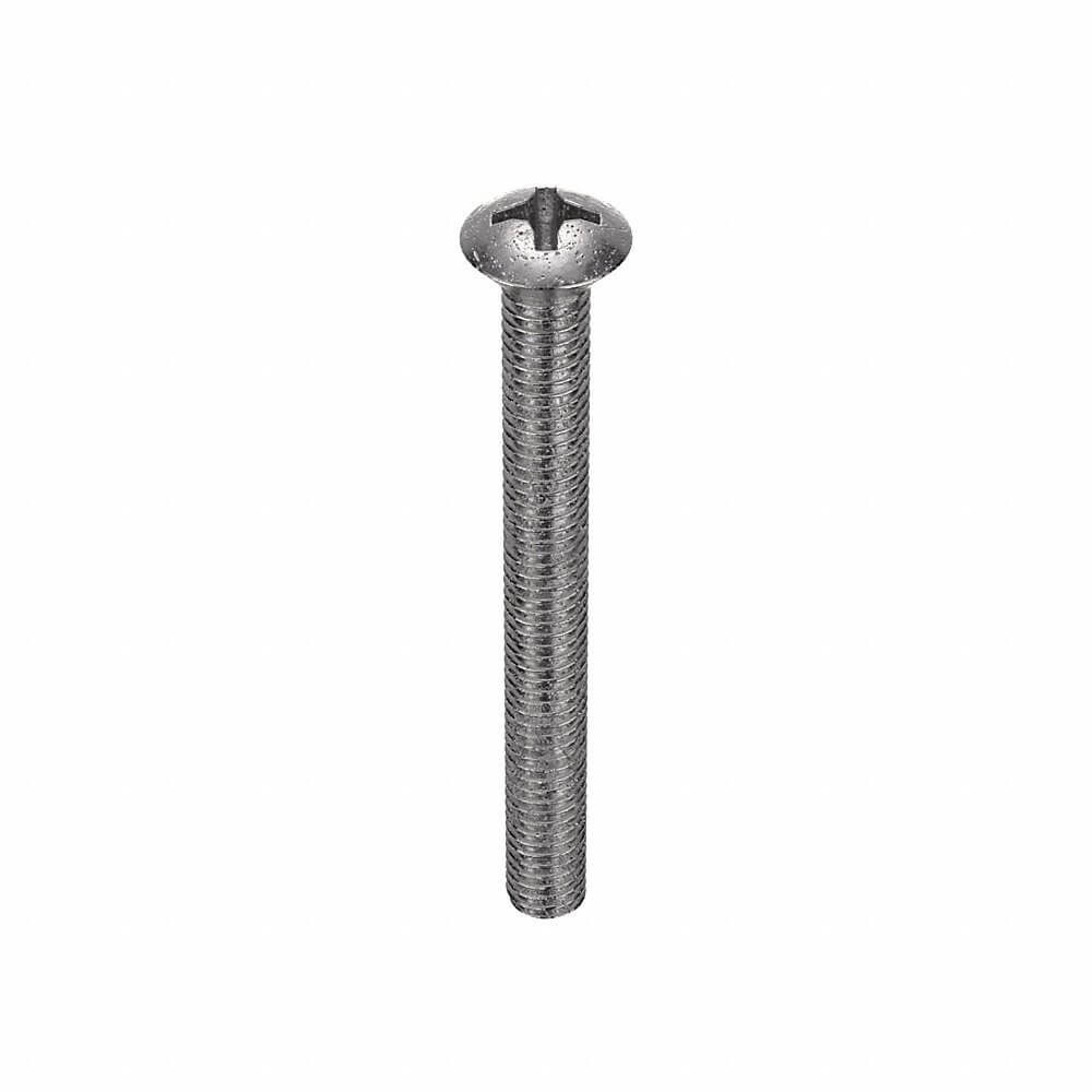 Machine Screw, 5/16 In - 18 Thread Size, SS, 3 In Lg., Std, Oval