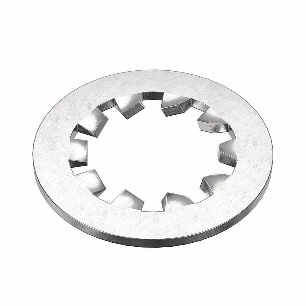 Lock Washer, 1/4 In Fits Bolt Size, Int. Tooth Lock, 0.46 In O.D., Plain, Gr. 316