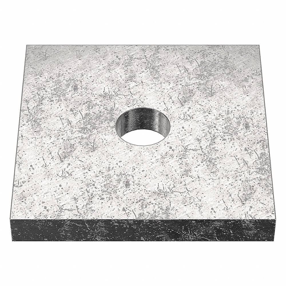 Thick Square Washer, 3/8 In Fits Bolt Size, Flat, 7/16 In I.D., Plain