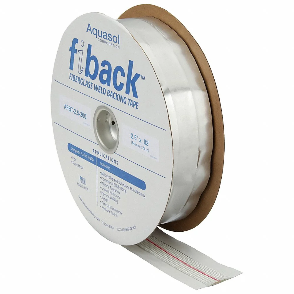 AQUASOL WELDING AFBT-2.5-200 Fiberglass Backing Tape, Aluminum/Fiberglass, 82 ft. Length, 2.5 Inch Dia. | CD7BTD 45RL19