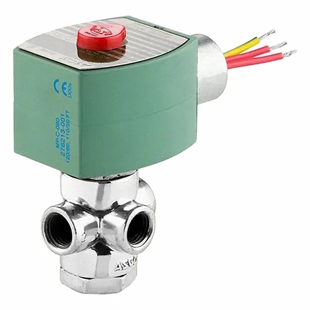 Solenoid Valve, 3-Way, Normally Closed, 1/8 Inch Size, 24V AC, Watertight, Direct Mount
