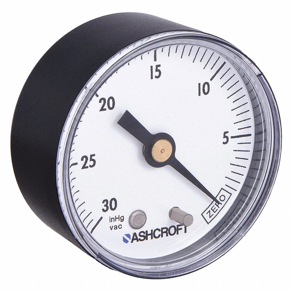 ASHCROFT 20W1005PH02BVAC Industrial Vacuum Gauge, 30 To 0 Inch Hg, 2 Inch Dial, 1/4 Inch Npt Male, Center Back | CN8ZGZ 33HP94