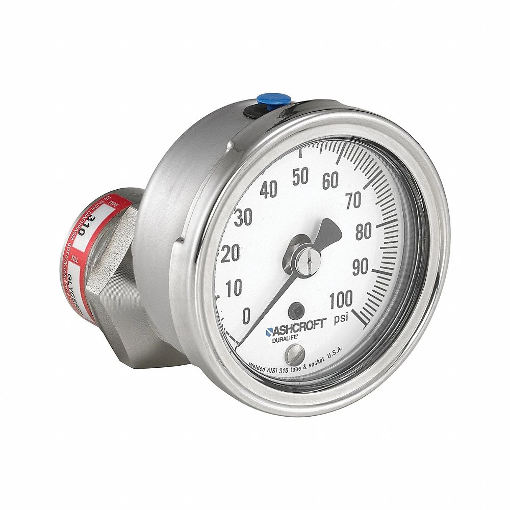 ASHCROFT 251009SW02B60#25310HH02TCG Pressure Gauge, 0 To 60 PSI, 1009, 2 1/2 Inch Dial, 1/4 Inch Mnpt, Lower Back | CN8YGY 787N46