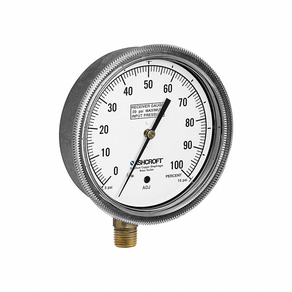 ASHCROFT 351495A02L3-15# Pressure Gauge, 1/4 Inch Mnpt, 3 To 15 PSI, +/-2-1-2% Accuracy, 3 1/2 Inch Dial, 1495 | CN8YXR 787NM2