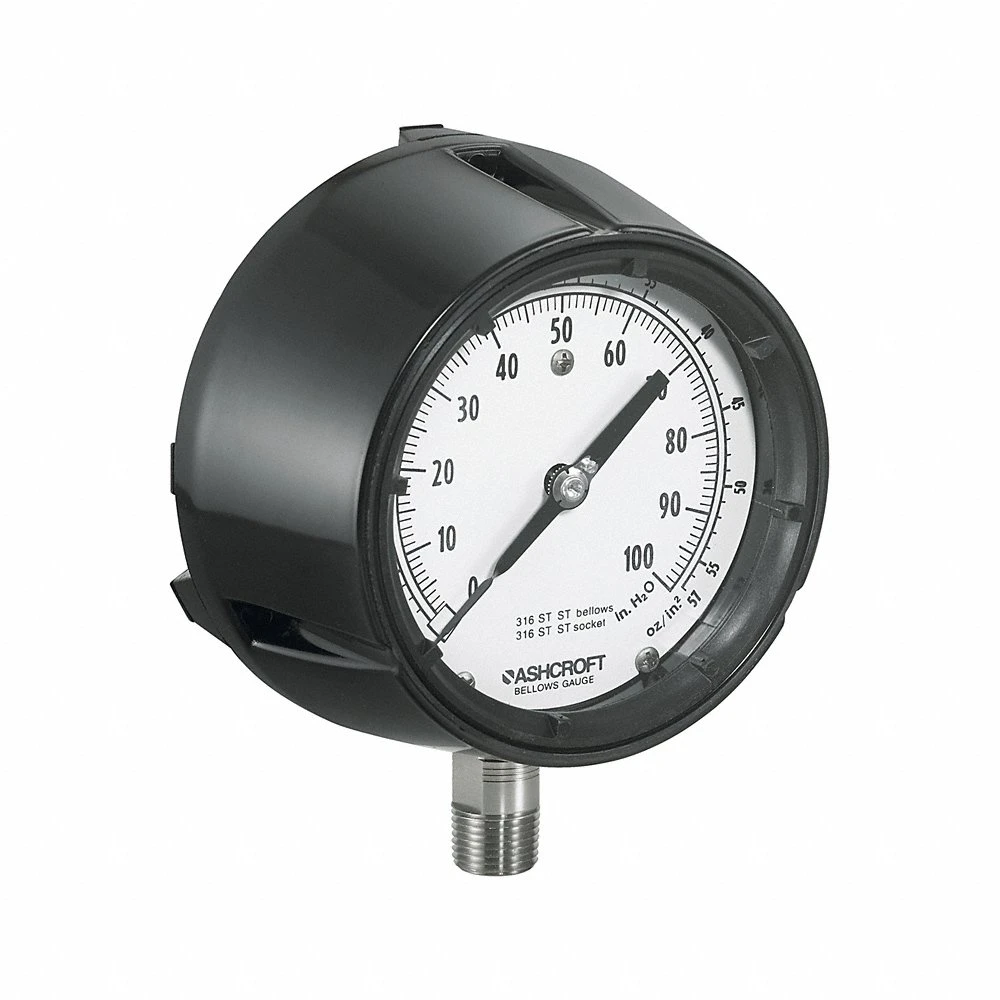 ASHCROFT 451188SS04L10IW Low Pressure Gauge, Oil & Gas, Wastewater, & Process Applications, 0 To 10 Inch H2O | CN8XVZ 787MJ9