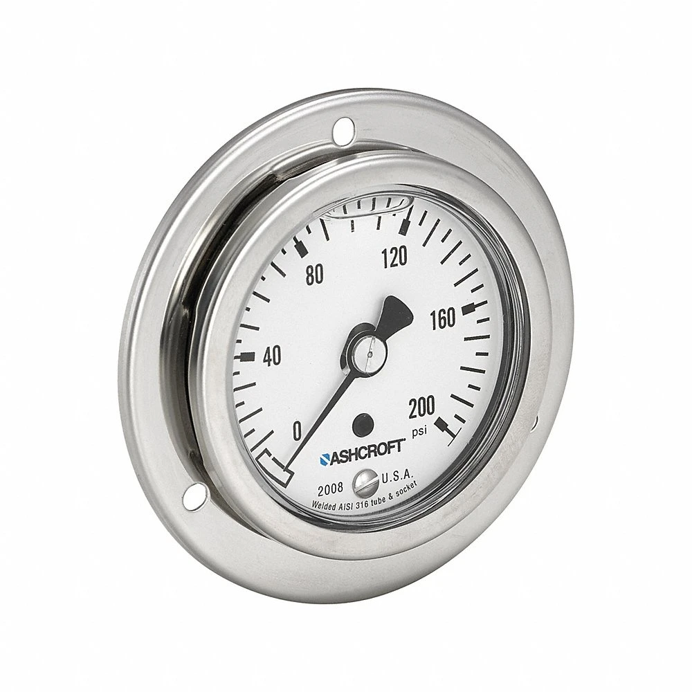 ASHCROFT 632008SL02B60# Panel Mount Pressure Gauge, Corrosion-Resistant Case, 0 To 60 Psi, 2 1/2 Inch Dial, Npt | CN8YAK 787N56