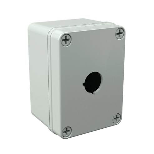 Pushbutton Enclosure, 1 Hole, 22mm, 4 x 3 x 2 Inch Size, Wall Mount, Polycarbonate