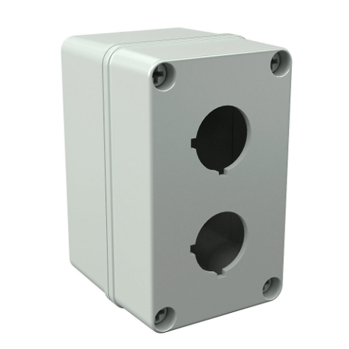 Pushbutton Enclosure, 2 Holes, 30mm, 5 x 3 x 3 Inch Size, Wall Mount, Polycarbonate