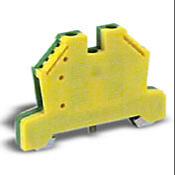 Screw Grounding Terminal Block, Green And Yellow, 35mm Din Rail Mount