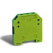 Screw Mini Grounding Terminal Block, Green And Yellow, 15mm Din Rail Mount
