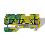 Screwless Grounding Terminal Block, One To Two-Connection, Green And Yellow