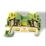 Screwless Grounding Terminal Block, Green And Yellow, 35mm Din Rail Mount