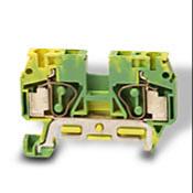 Screwless Grounding Terminal Block, Green And Yellow, 35mm Din Rail Mount