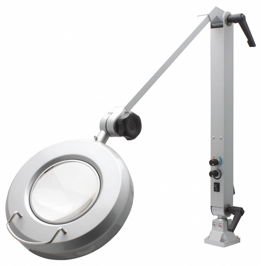 Round Magnifier Light, Led, 36 Inch Arm Length, 1400 Lm, Silver