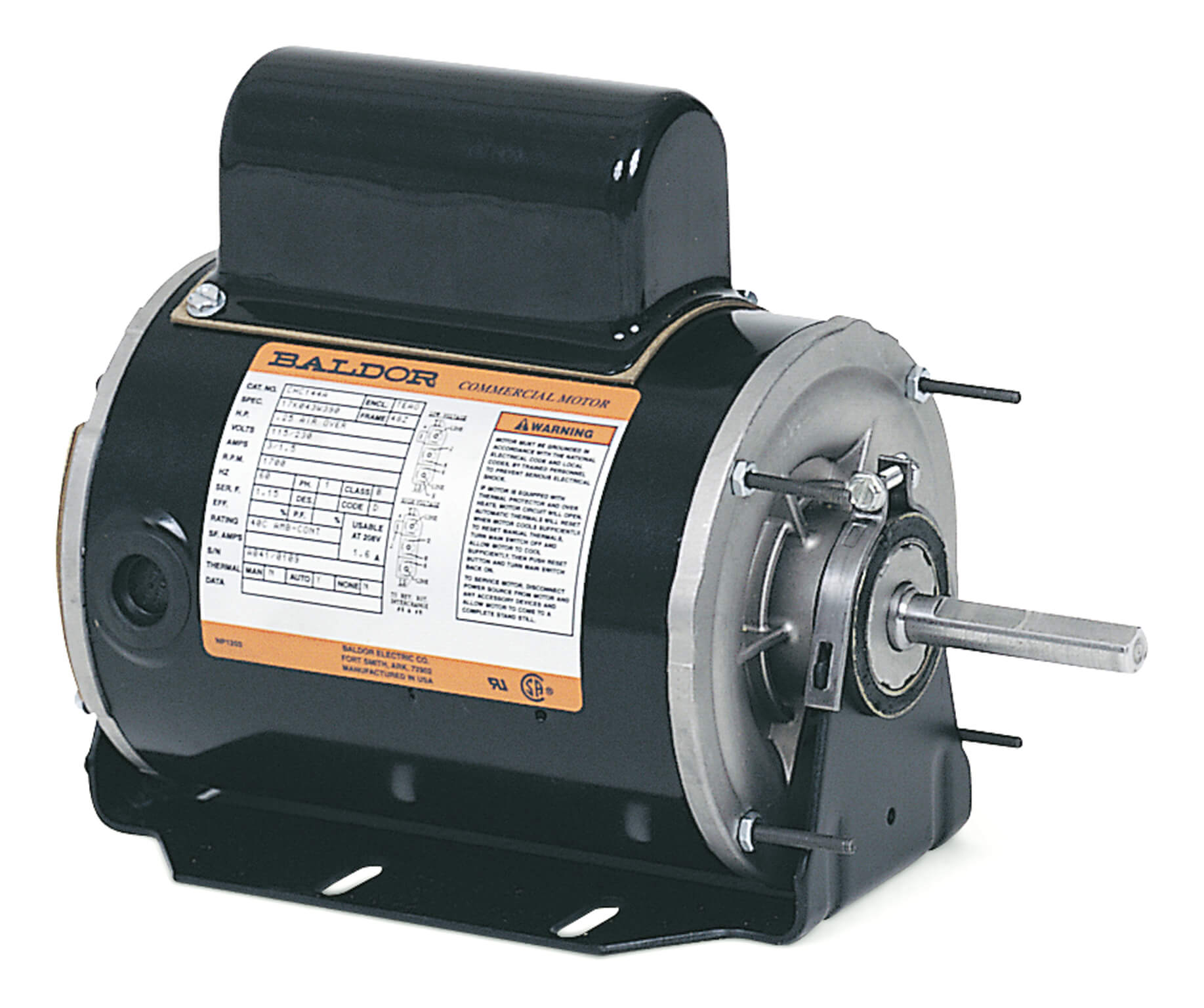BALDOR MOTOR CHC545A Direct Drive Fan Motor, 115/230V, 1800 RPM, 60 Hz, 1 hp, 1 Phase, TEAO, 56 Frame | AJ6QCT