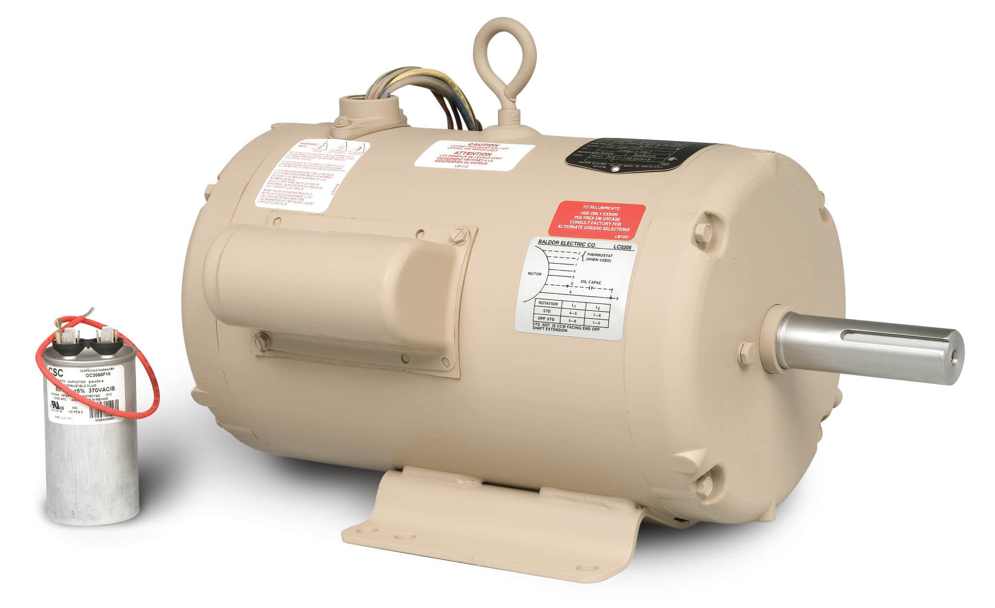 BALDOR MOTOR UCLE153 Grain Dryer Motor, 230V, 3600 RPM, 60 Hz, 1.5/3 hp, 1 Phase, TEAO, 145TZ Frame | AJ6YCD