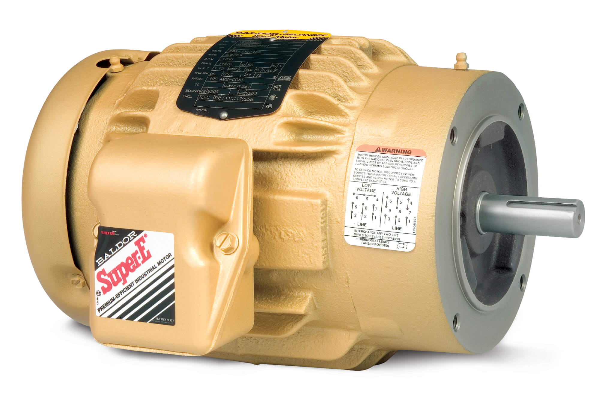 Three Phase Enclosed Motor, 575V, 1800 RPM, 60 Hz, 15 hp, TEFC, 254TC Frame