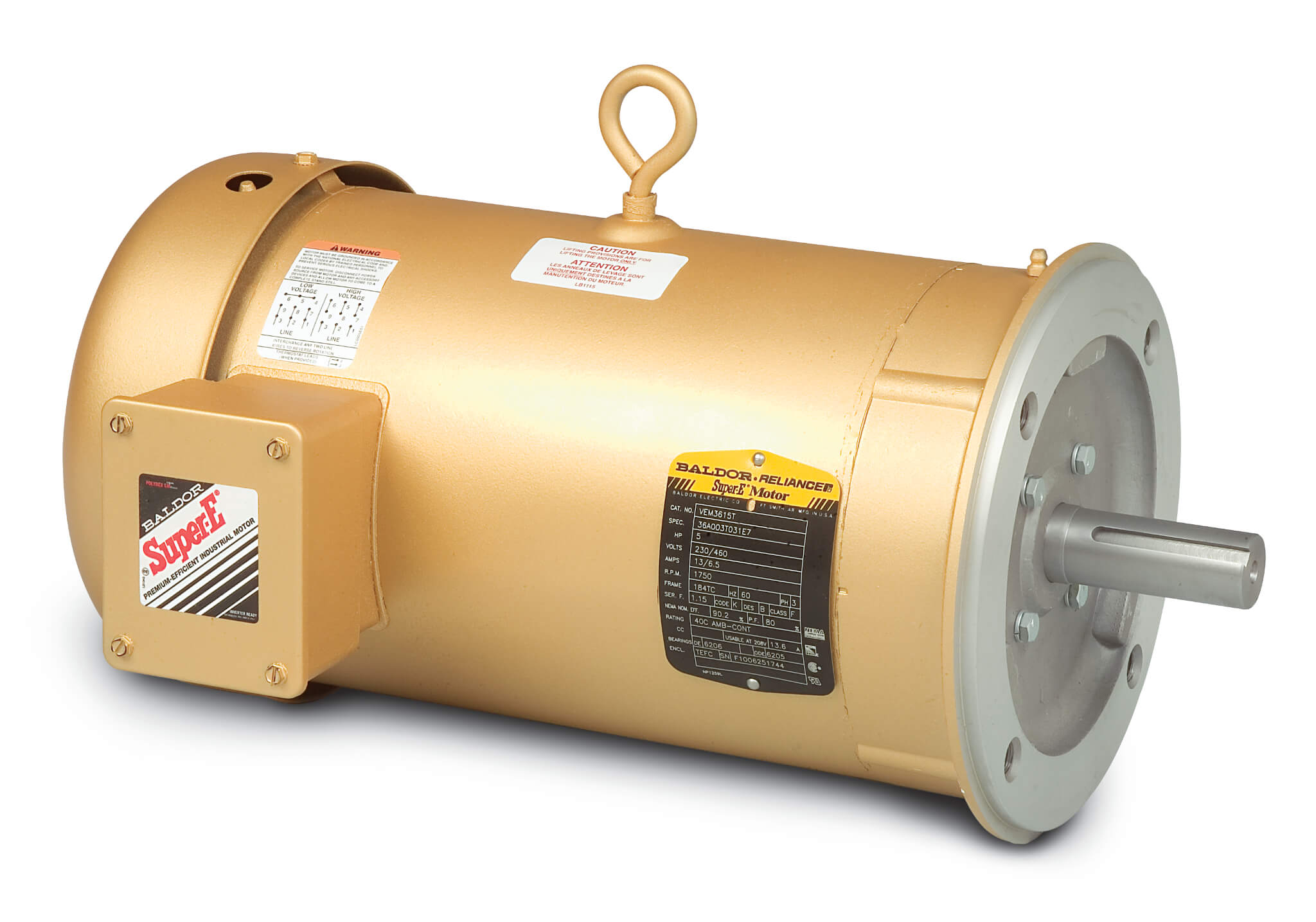 Three Phase Enclosed Motor, 230/460V, 3600 RPM, 60 Hz, 2 hp, TEFC, 56C Frame
