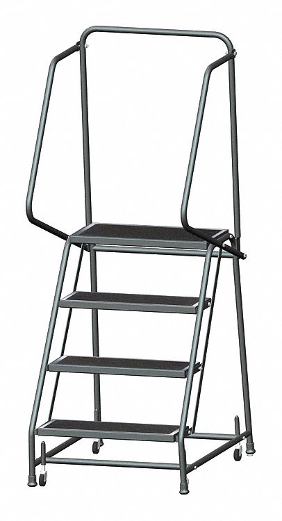 BALLYMORE H426R 4-Step Rolling Ladder, Abrasive Mat Step Tread, 68 Inch Overall Height, 450 Lbs. Load Capacity | CH6PNL 9WYT3