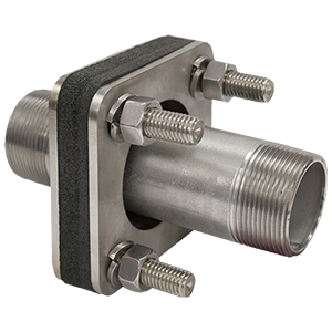 BANJO FITTINGS BFN150SS Full Nip Male Pipe Thread 4 Bolt, 316 Stainless Steel, 1-1/2 Inch Size | BW9VUY