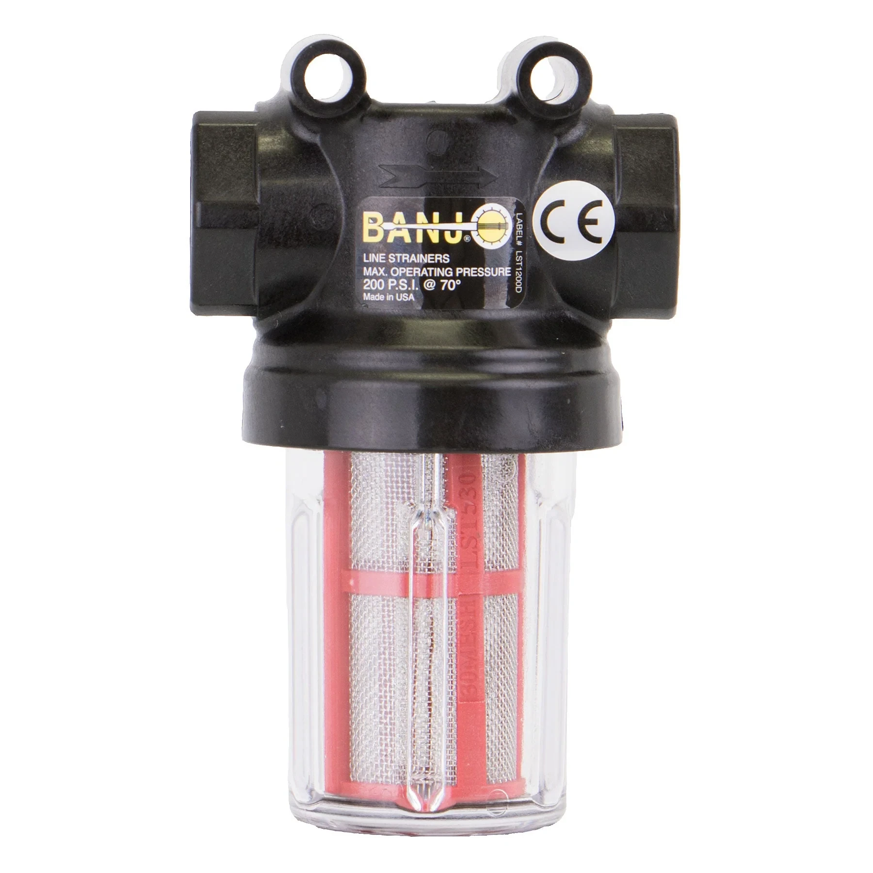 Mini T-Line Strainer, 30 Mesh Screen, Clear Bowl, 3/4 x 3/4 Inch Size