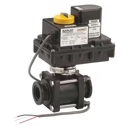 BANJO FITTINGS MEV100CF Electric Ball Valve, Manifold, 3/4 Sec., 3 Wire | BW9YXB 34K323