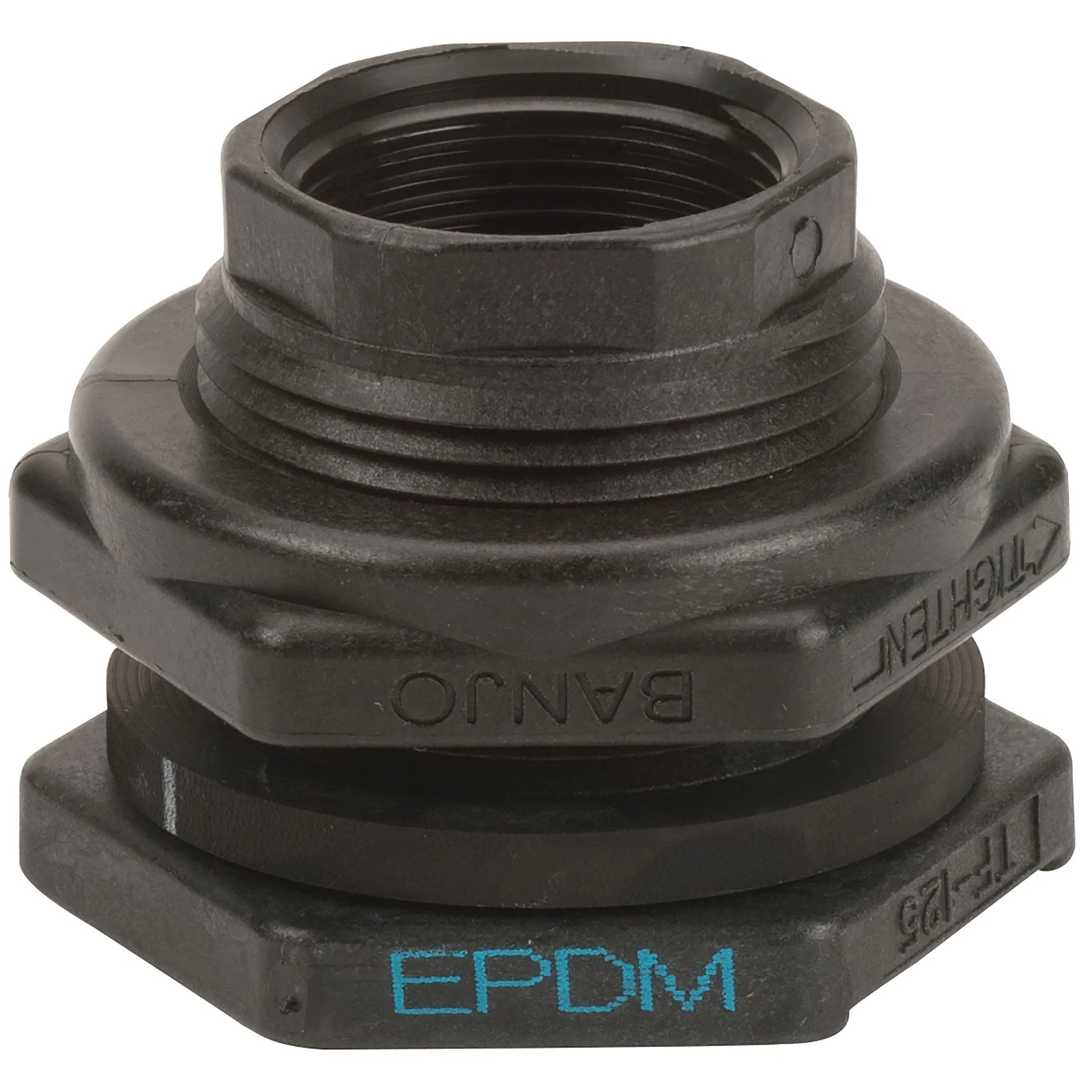 Bulkhead Tank Fitting, 1-1/4 Inch With Epdm Gasket, Polypropylene