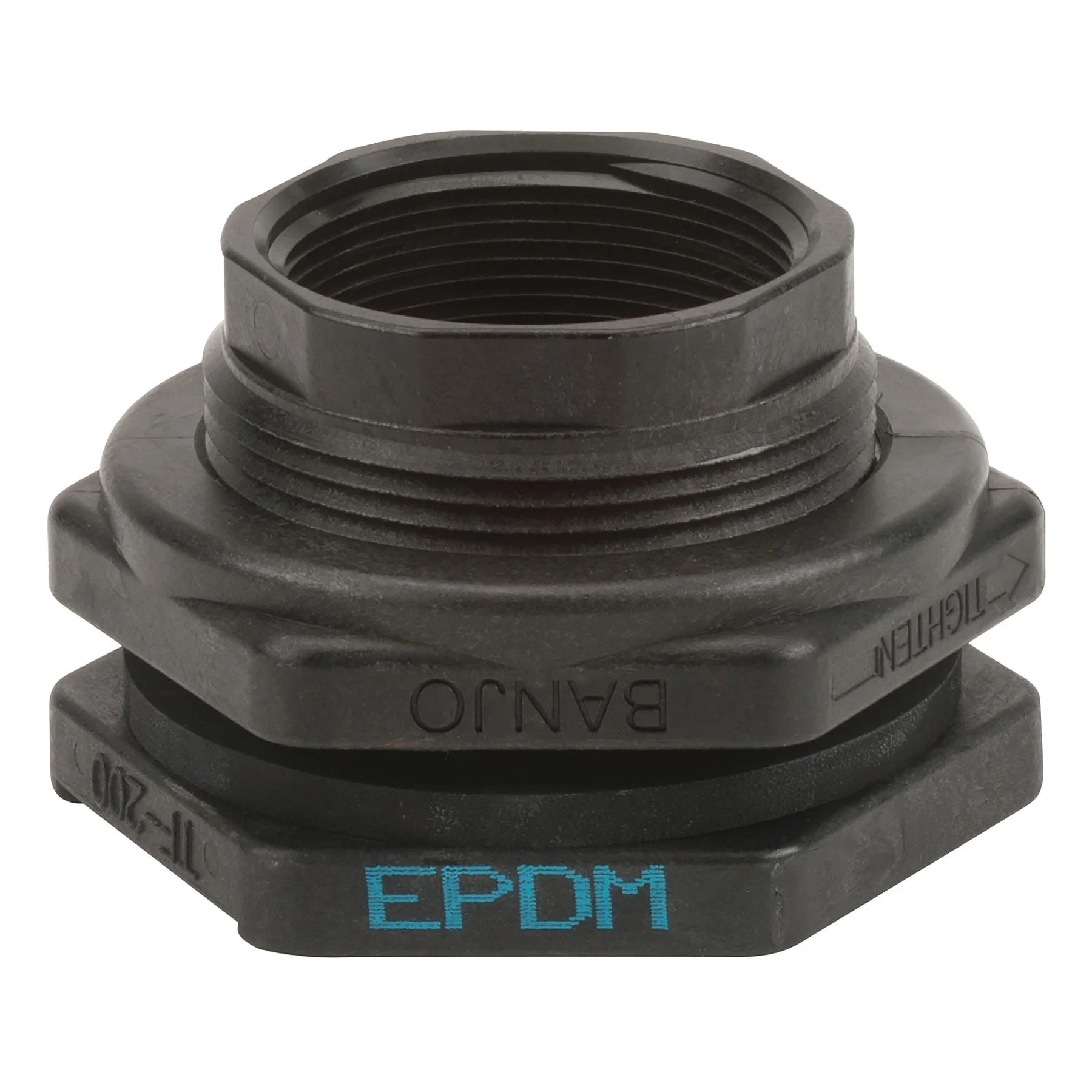 Bulkhead Tank Fitting, 2 Inch With Epdm Gasket, Polypropylene