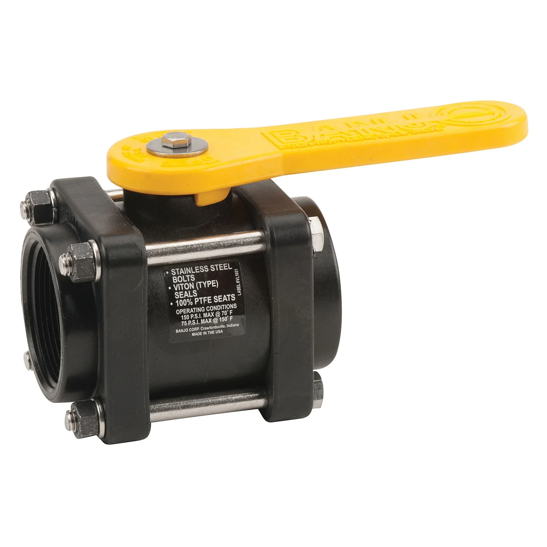 BANJO FITTINGS V200 Standard Port Ball Valve, 4-Bolt Design, 2 Inch, Polypropylene | AB2KKB 1MKK6