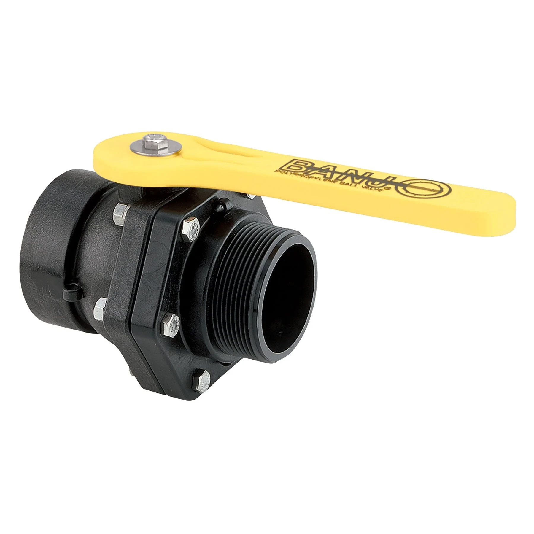 BANJO FITTINGS VSMT300 Stubby Valve, 3 Inch Bolted, Polypropylene | BW9TAW