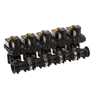 BANJO FITTINGS MEV105CF Valve Manifold Assembly, 5 Valves, 2 Inch Inlet, 1 Inch Outlet | BX2EZT