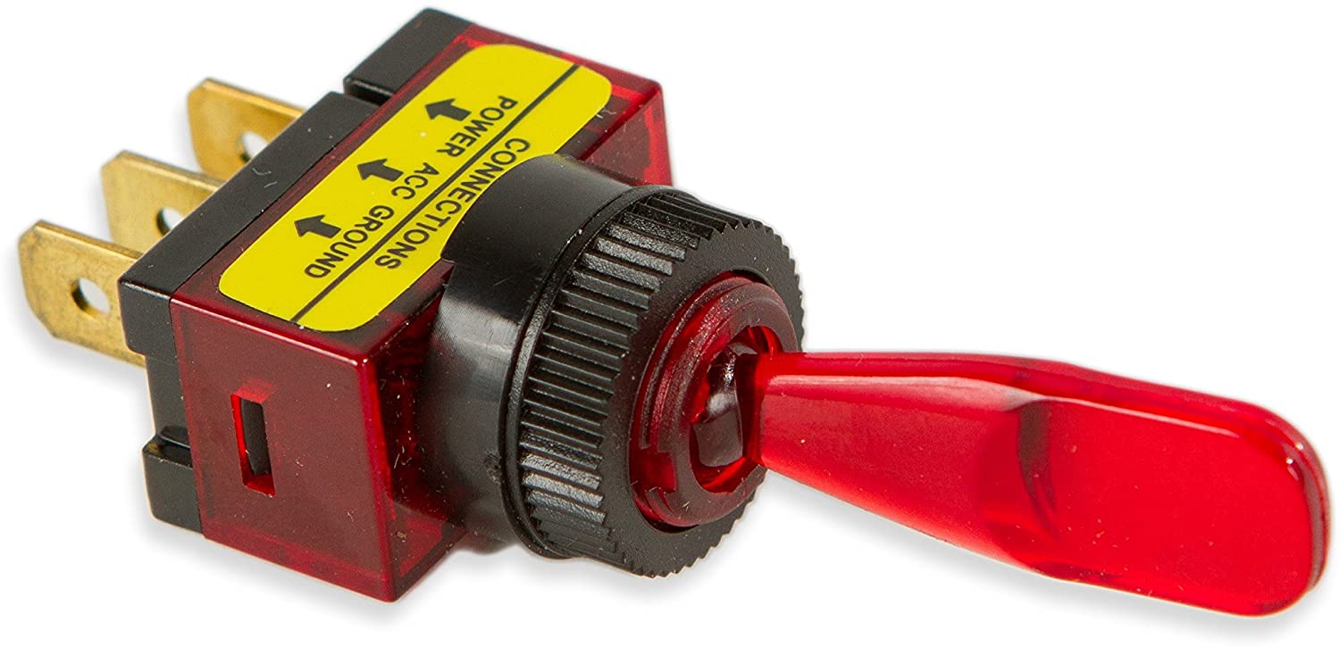BATTERY DOCTOR 20500 Toggle Switch, Illuminated, On/Off, 20A, Red | CG9ALU