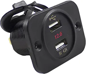 BATTERY DOCTOR 20602 Dual USB Charge Port, With Cover, Face Plate, Volt Meter, 2.1 A | CG9APX