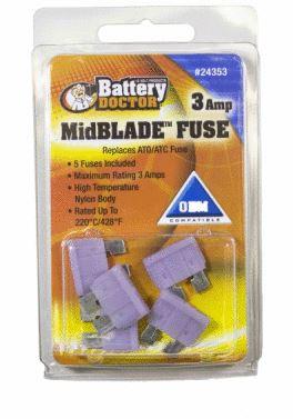 BATTERY DOCTOR 24353 Blade Fuse, 3A, Violet, 5 Piece | CG9AUV