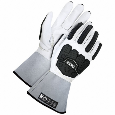 BDG 20-1-5005-S Leather Gloves, Size S, Goatskin, Premium, ANSI Impact Level 2, Full, Gray | CN9GAH 796L19
