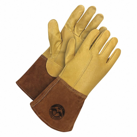 Welding Gloves, Wing Thumb, Gauntlet Cuff, Premium, S Glove Size