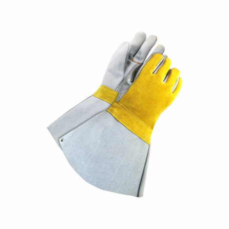Welding Gloves, Wing Thumb, Gauntlet Cuff, Premium, Gander, Universal Glove Size, Cowhide