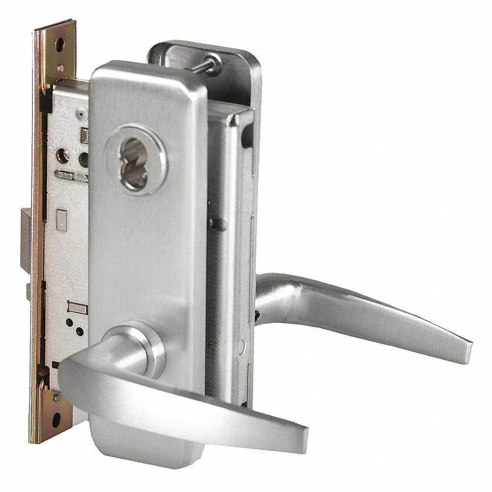 BEST 45H7D16J626RH Door Lever Lockset, Grade 1, 40 H Escutcheon, Satin Chrome, Not Keyed | CN9KMP 454U92