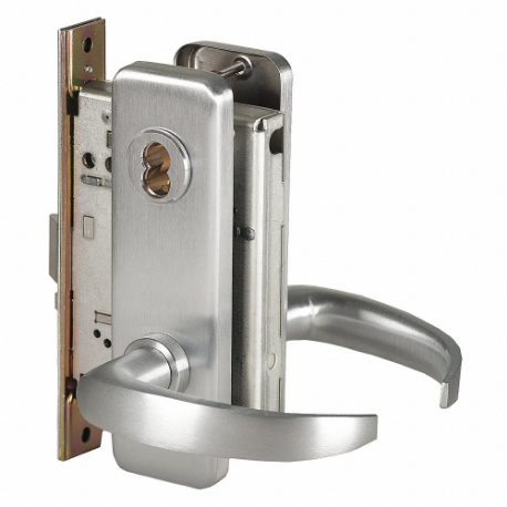 BEST 45H7T14J626LH Door Lever Lockset, Grade 1, 40 H Escutcheon, Satin Chrome, Not Keyed | CN9KMT 454V20