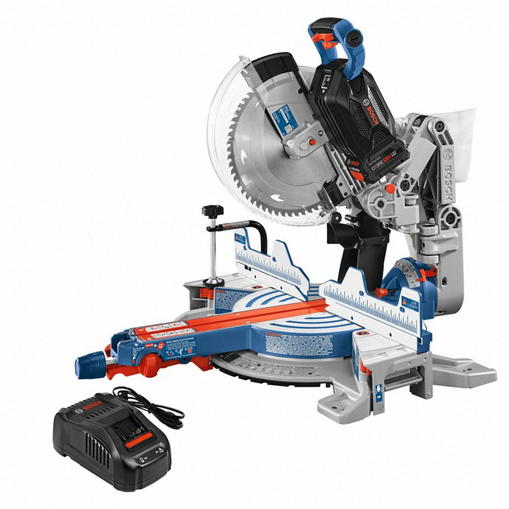 Miter Saw Kit, 1 Battery, 1 Charger, 12 Inch Dia, 1 Inch Size, Not Sliding, 52-60 Deg