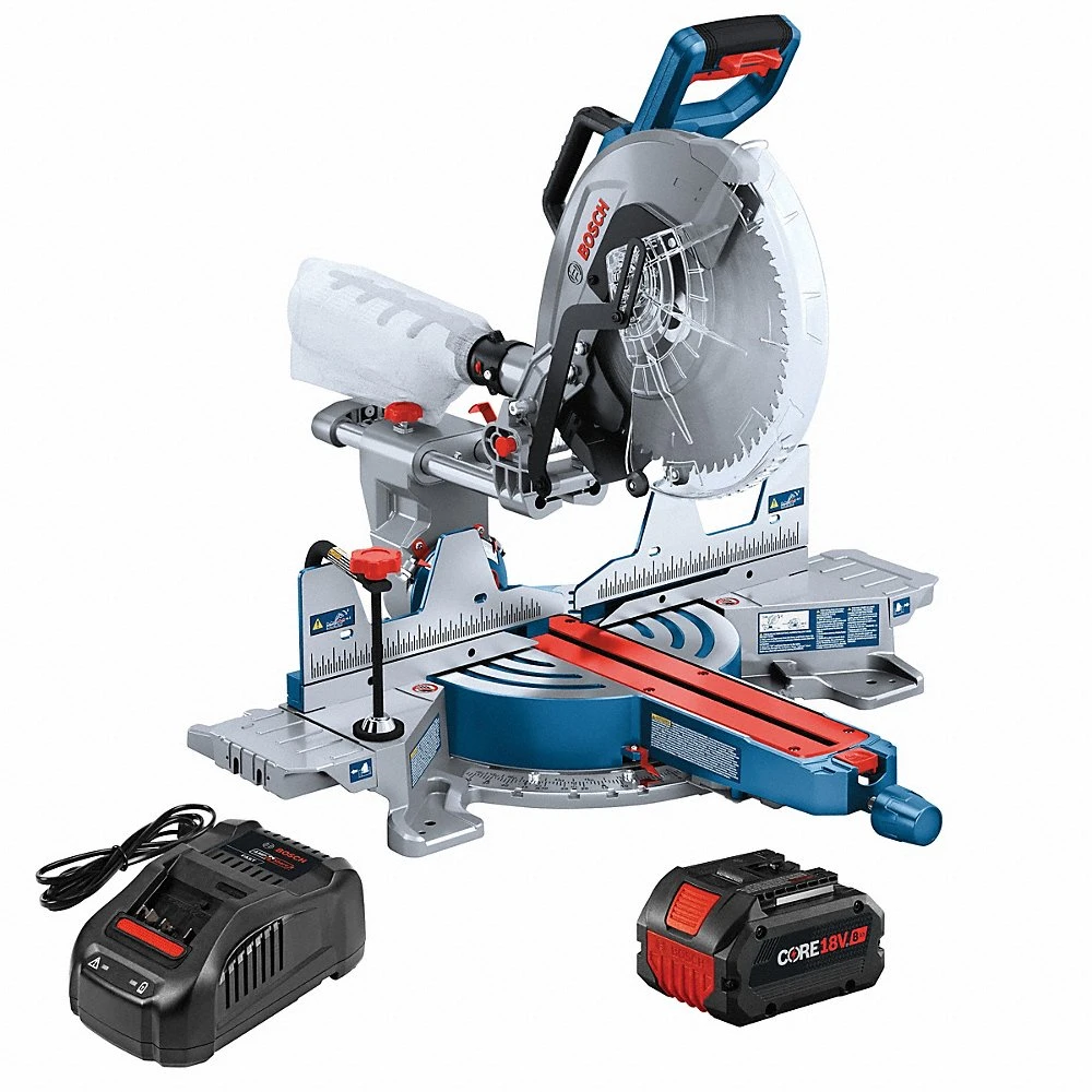 Miter Saw, 1 Battery, 1 Charger, 12 Inch Blade Dia, Sliding, 18 V DC, 52-60 Deg, 47-47 Deg