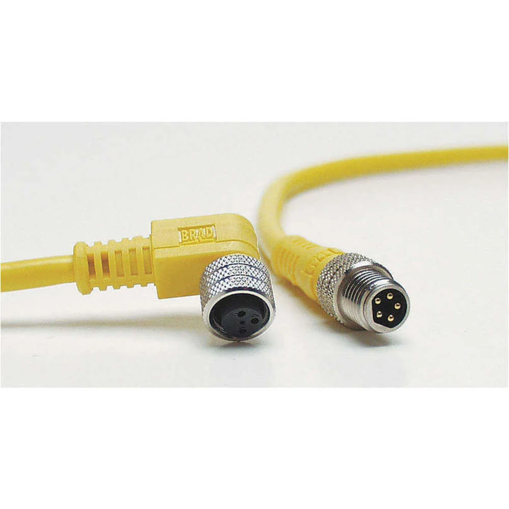 BRAD HARRISON 404007A10M020 Cordset, M8 Male Right Angle X Bare Wire, 4 Pins, Yellow, PVC, 2 M Cable Lg | CP2AUM 2ENZ6