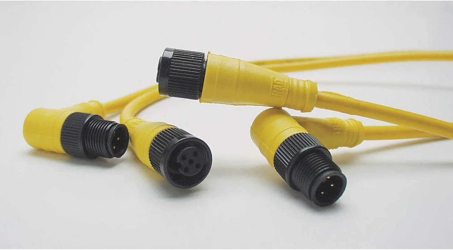 BRAD HARRISON 885030A09M020 Extension Cordset, M12 Male Straight X M12 Female Straight, 5 Pins, Yellow, PVC | CP2AUP 2EPJ8