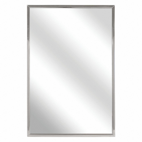 BRADLEY 781-018300 Mirror, Framed, 18 Inch Width, Glass Body, Stainless Steel Frame, 30 Inch Height | CJ2VAJ 33KK34