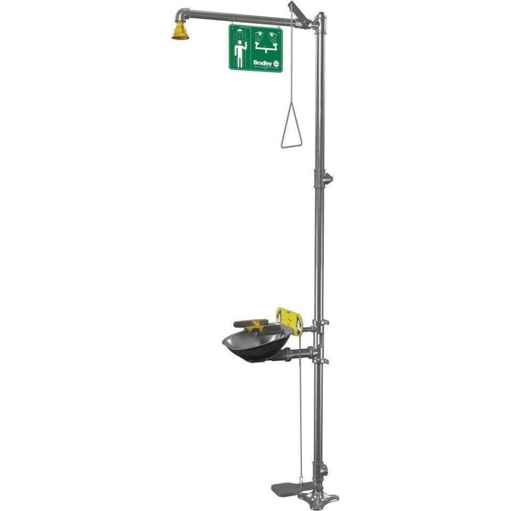 BRADLEY S19314ACZS Halo Eye And Facewash, SS Bowl, Plastic Showerhead, Hand & Foot Operated | CD4DYV