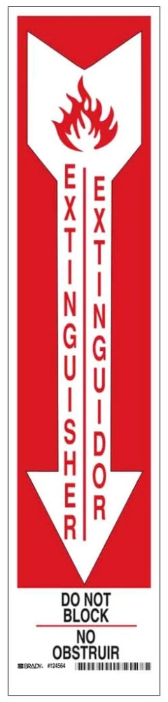 Fire Extinguisher Sign, 18 x 4 Inch, Plastic, Rectangle, English, Spanish