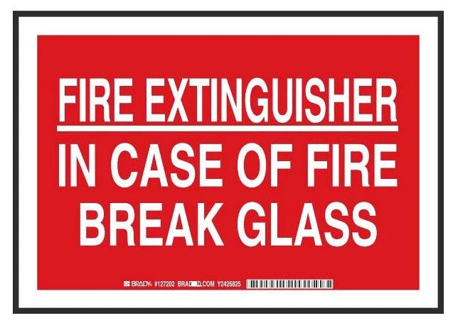 Fire Extinguisher Sign, 10 x 14 Inch, White/Red, Sign Legend Text Color: White