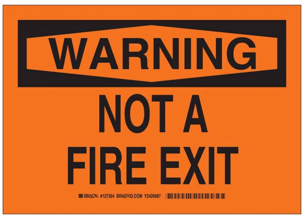 Fire Exit Sign, 10 Inch Height, 14 Inch Width, Polyester, Rectangle, English