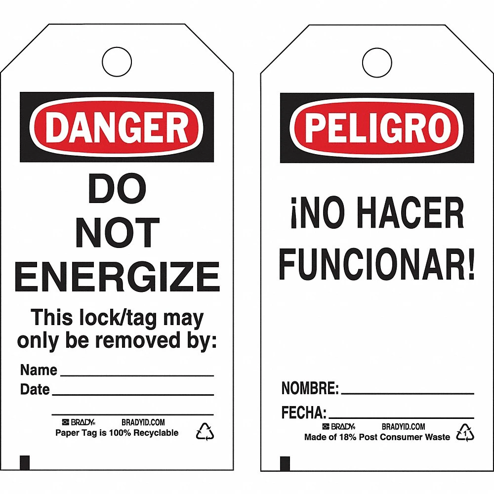 BRADY 133565 Lockout Tag, Danger/Peligro, Do Not Remove Tag, Polyester, Date/Fecha/Name/Nombre | CP2FJJ 489M64