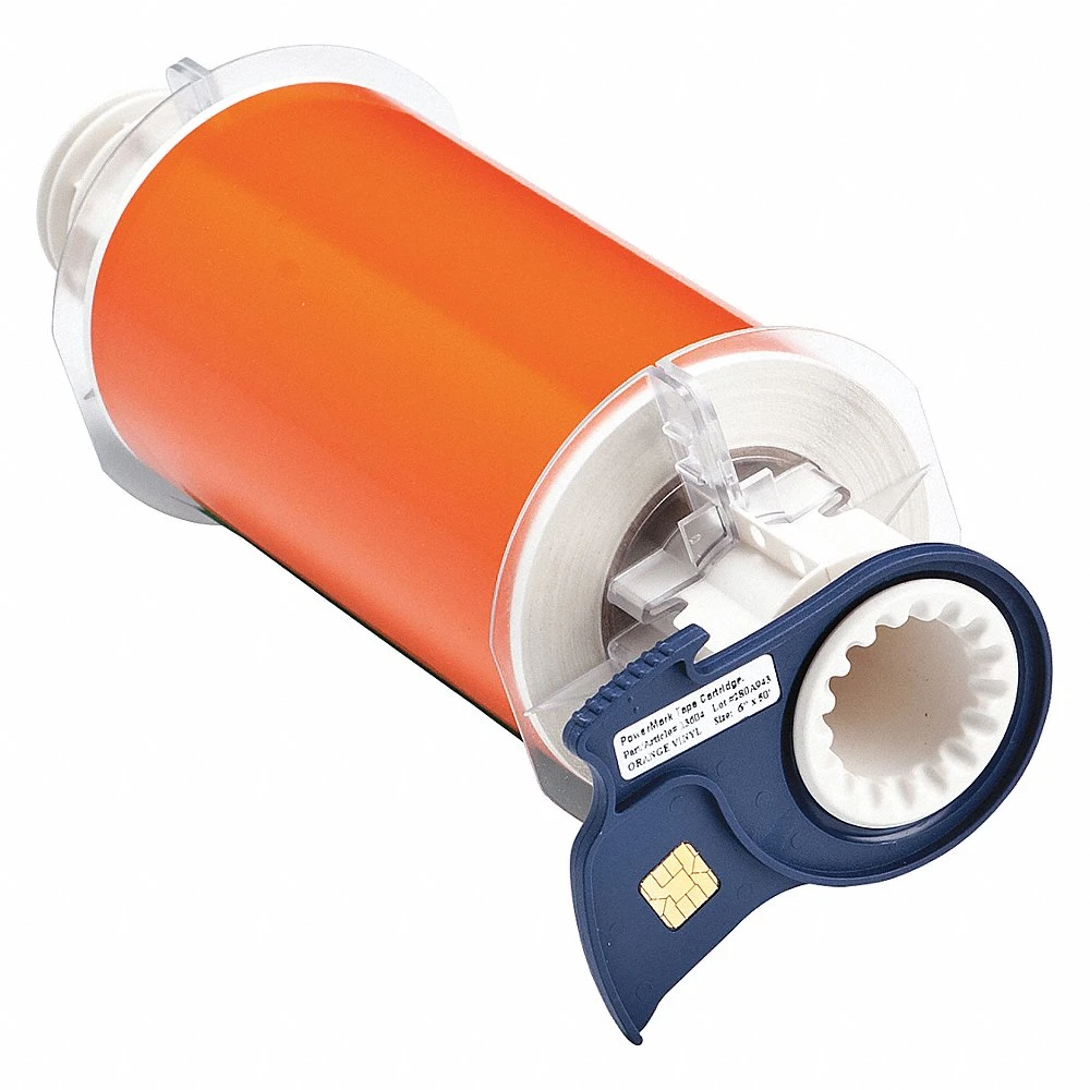 BRADY 13604 Continuous Label Roll, 6 Inch X 50 Ft, Vinyl, Orange, Outdoor | CP2LTL 3HET5